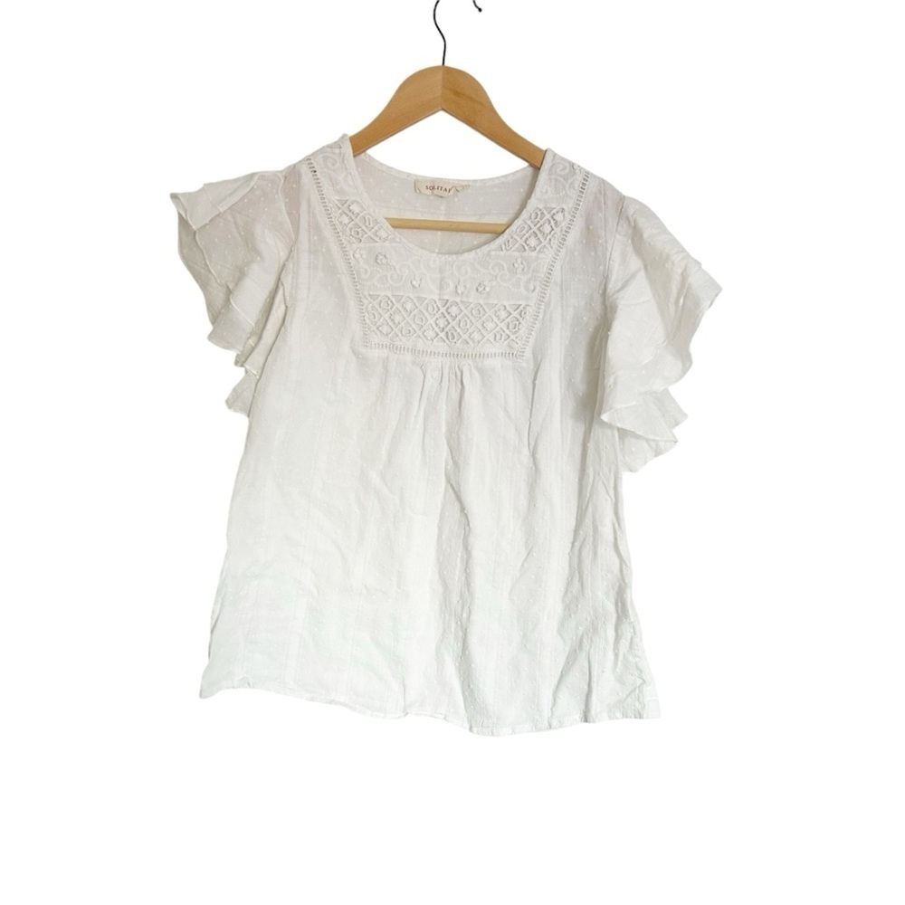 White Cotton Flowy Solitaire Top Bohemian Cottage-Core Summer Beach Vacation